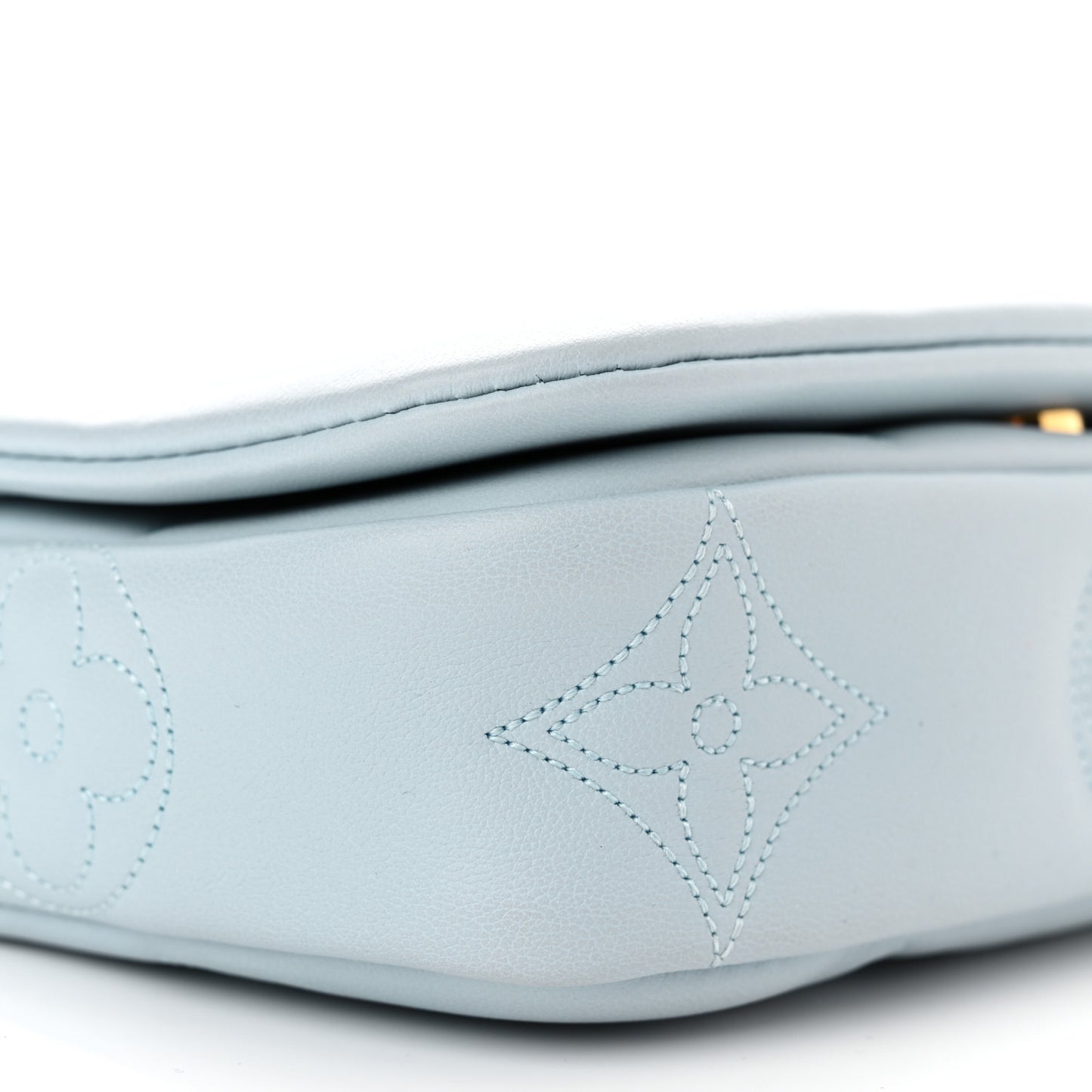 Calfskin Bubblegram Wallet On Strap Ice Blue
