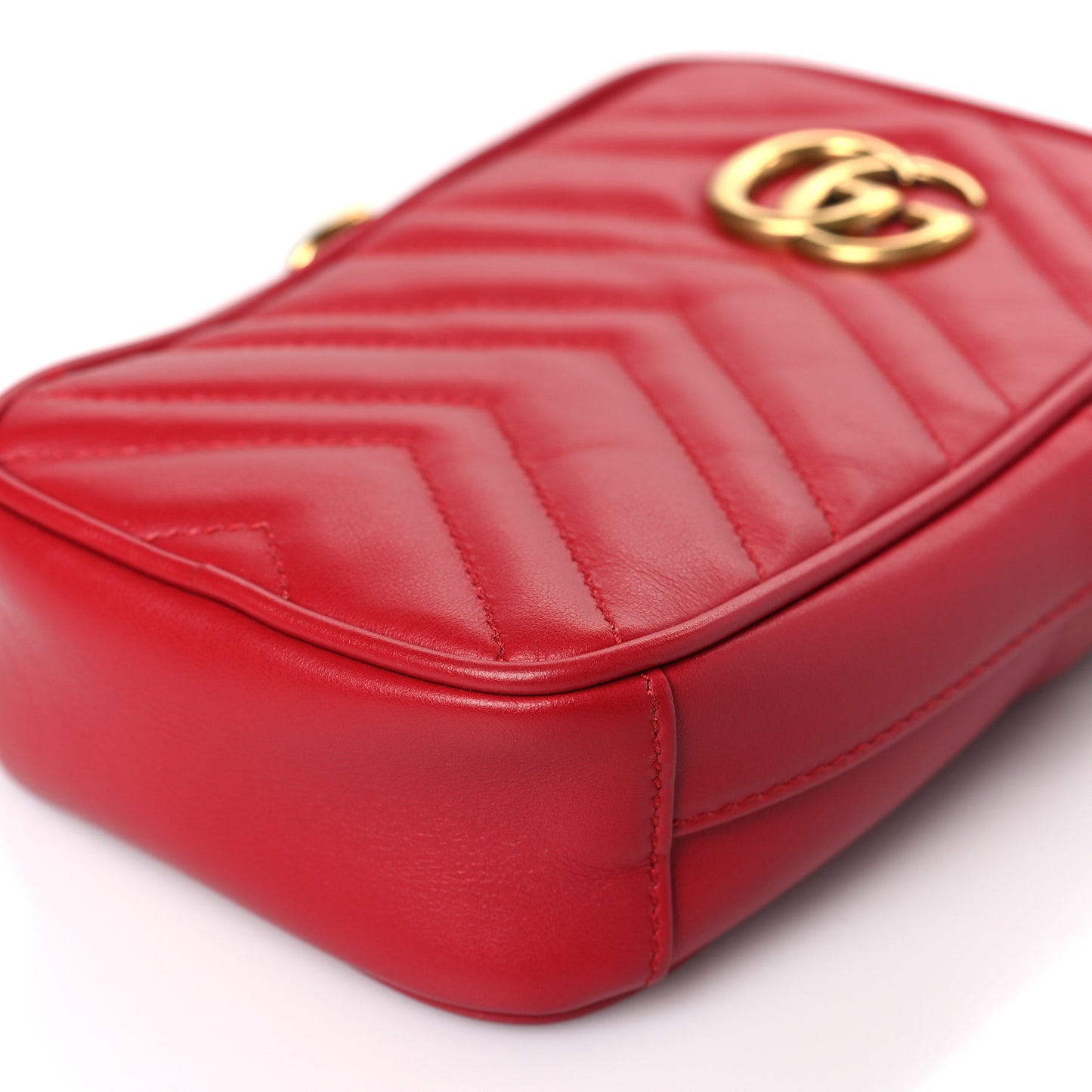 Calfskin Matelasse Mini GG Marmont Crossbody Bag Hibiscus Red