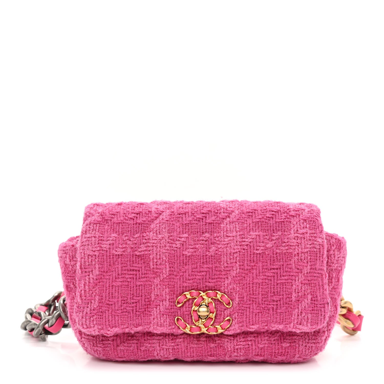 Chanel Tweed Quilted Chanel 19 Waist Bag Pink 1 of 10