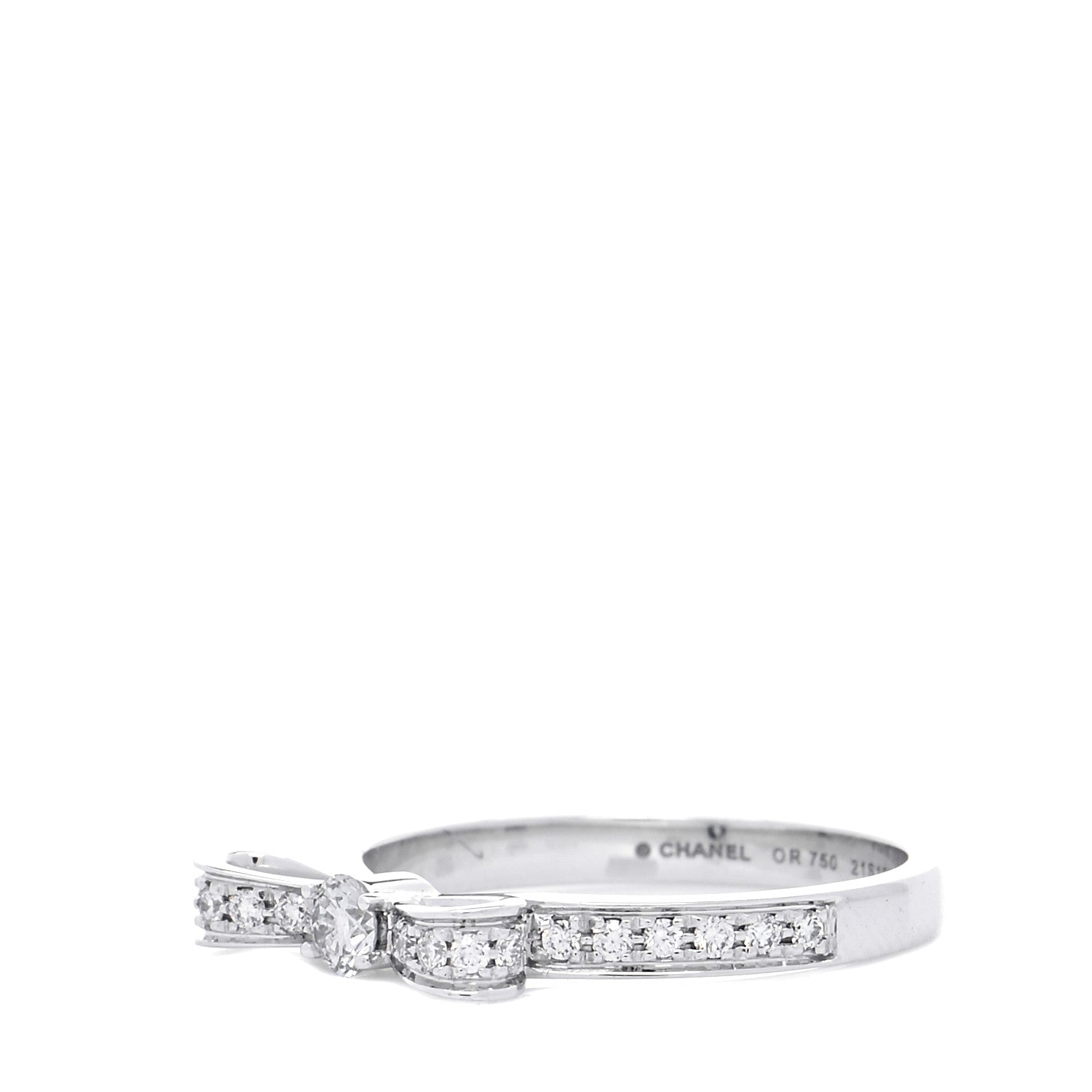 Chanel 18K White Gold Diamond Ruban Ring 51 5.75 4 of 6