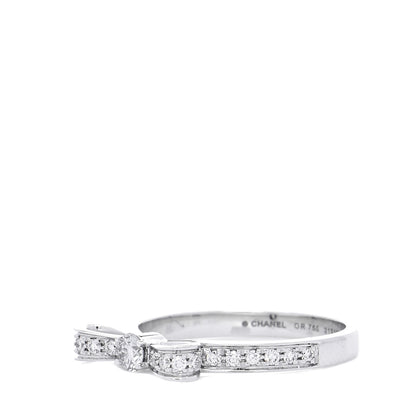Chanel 18K White Gold Diamond Ruban Ring 51 5.75 4 of 6