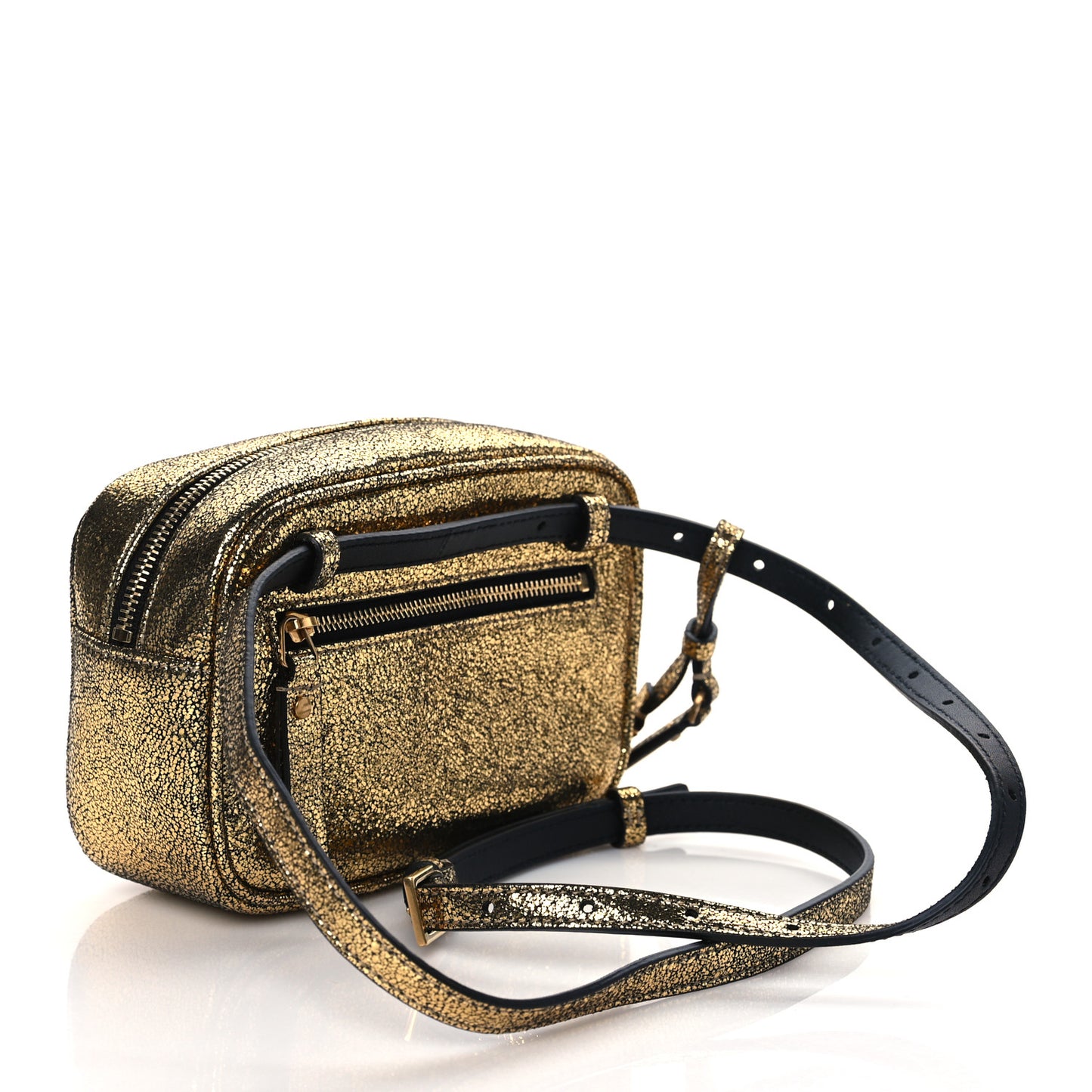 Crinkled Metallic Calfskin Matelasse Monogram Lou Belt Bag Gold