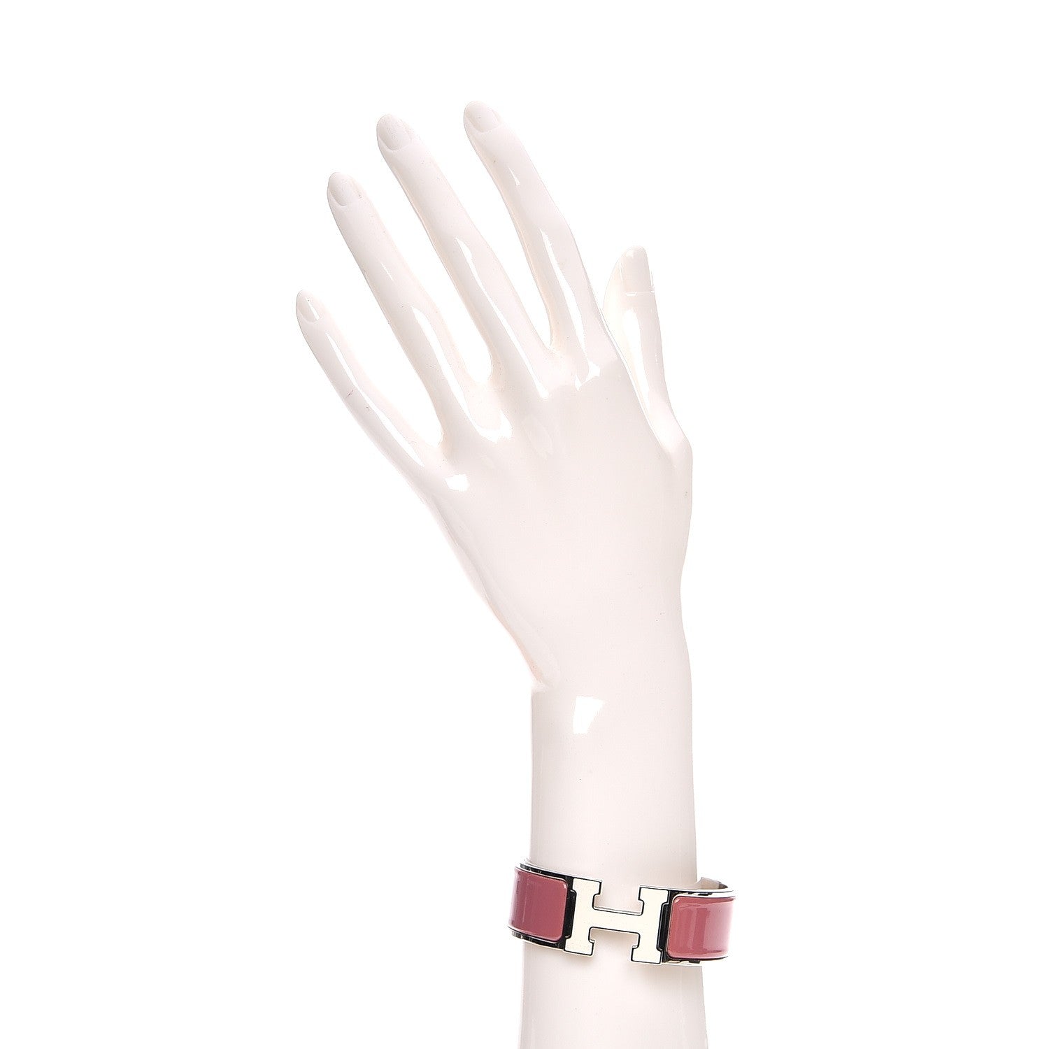 Hermes Enamel Wide Clic Clac H Bracelet PM Vieux Rose White 2 of 6