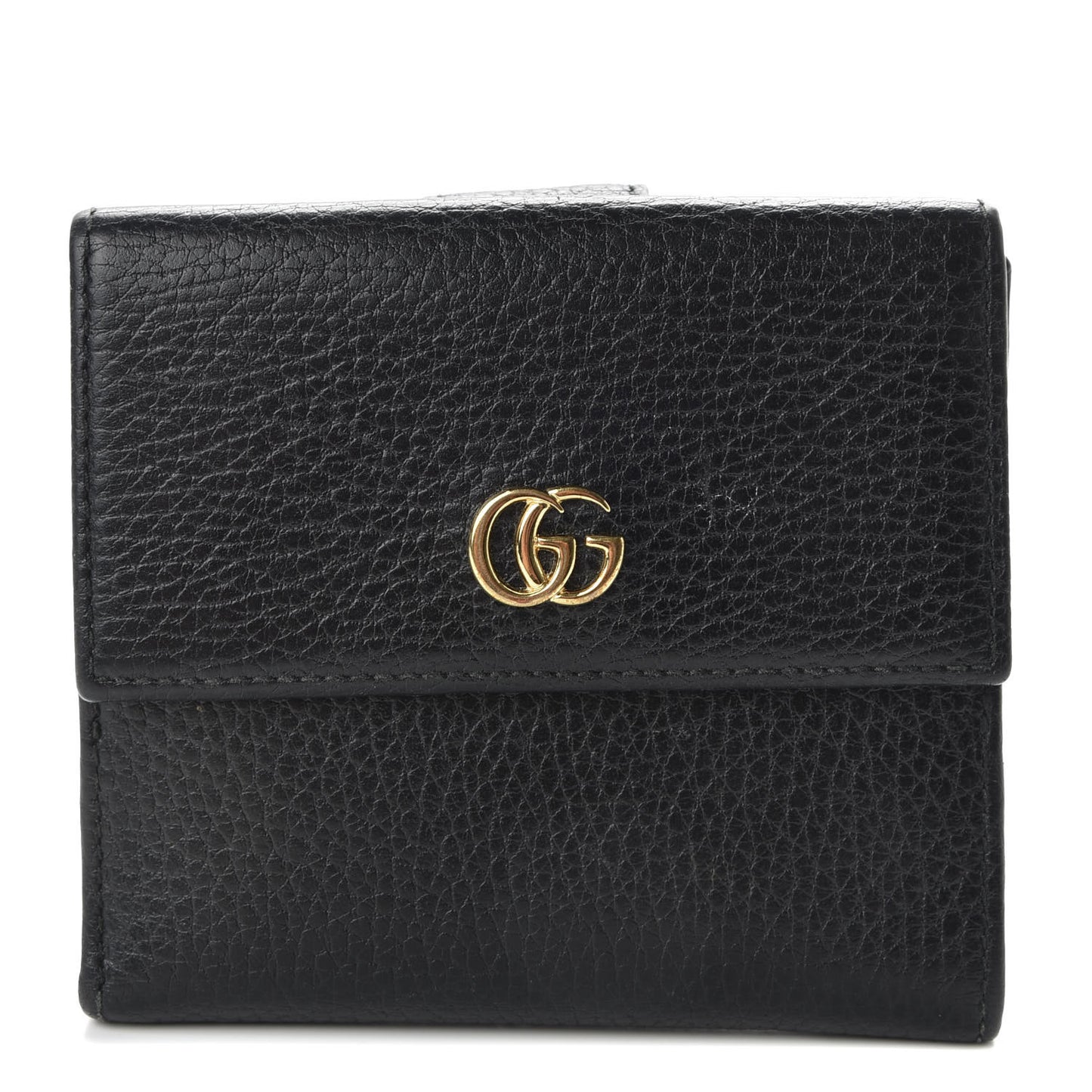 Dollar Calfskin Double G French Flap Wallet Black
