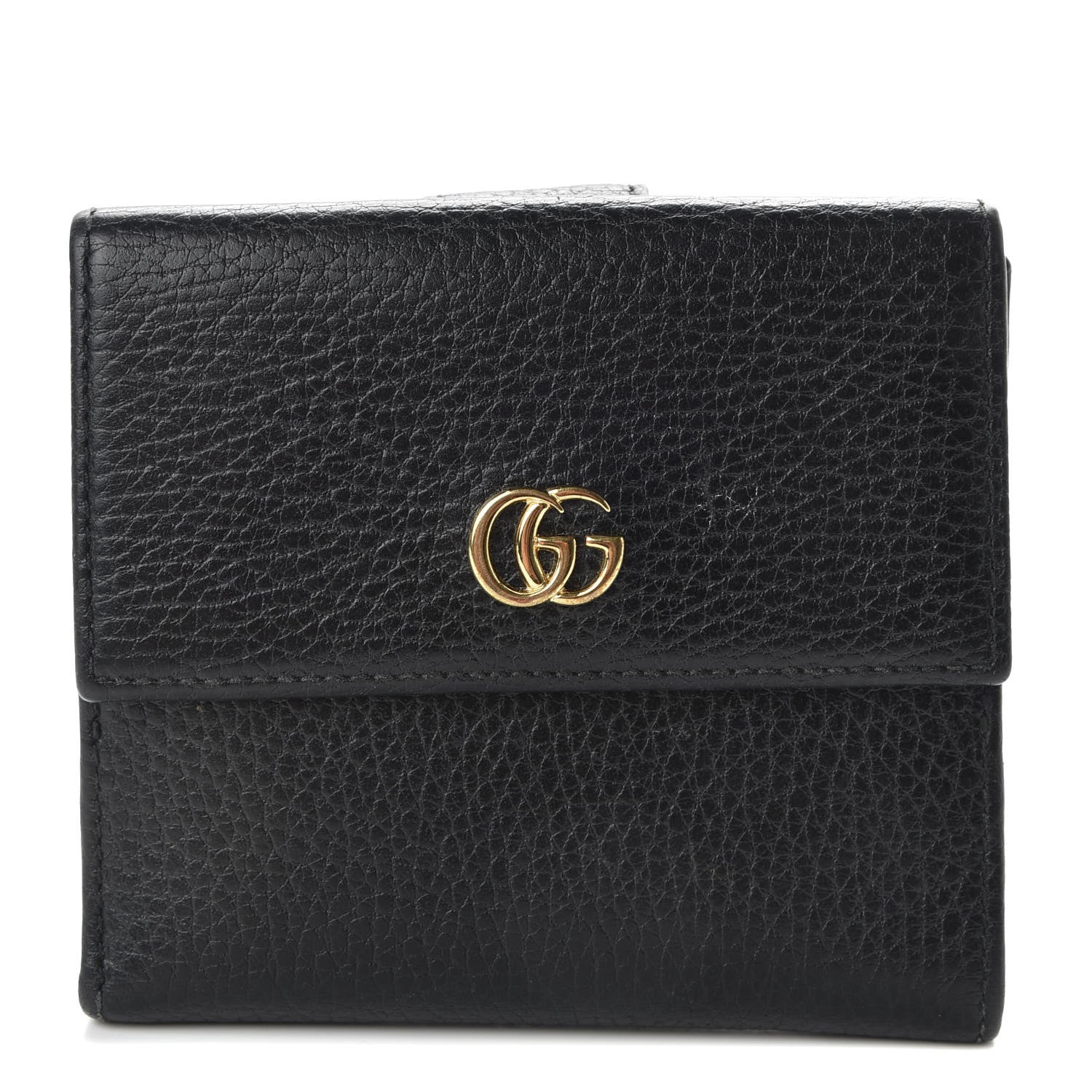 Gucci Dollar Calfskin Double G French Flap Wallet Black 1 of 9