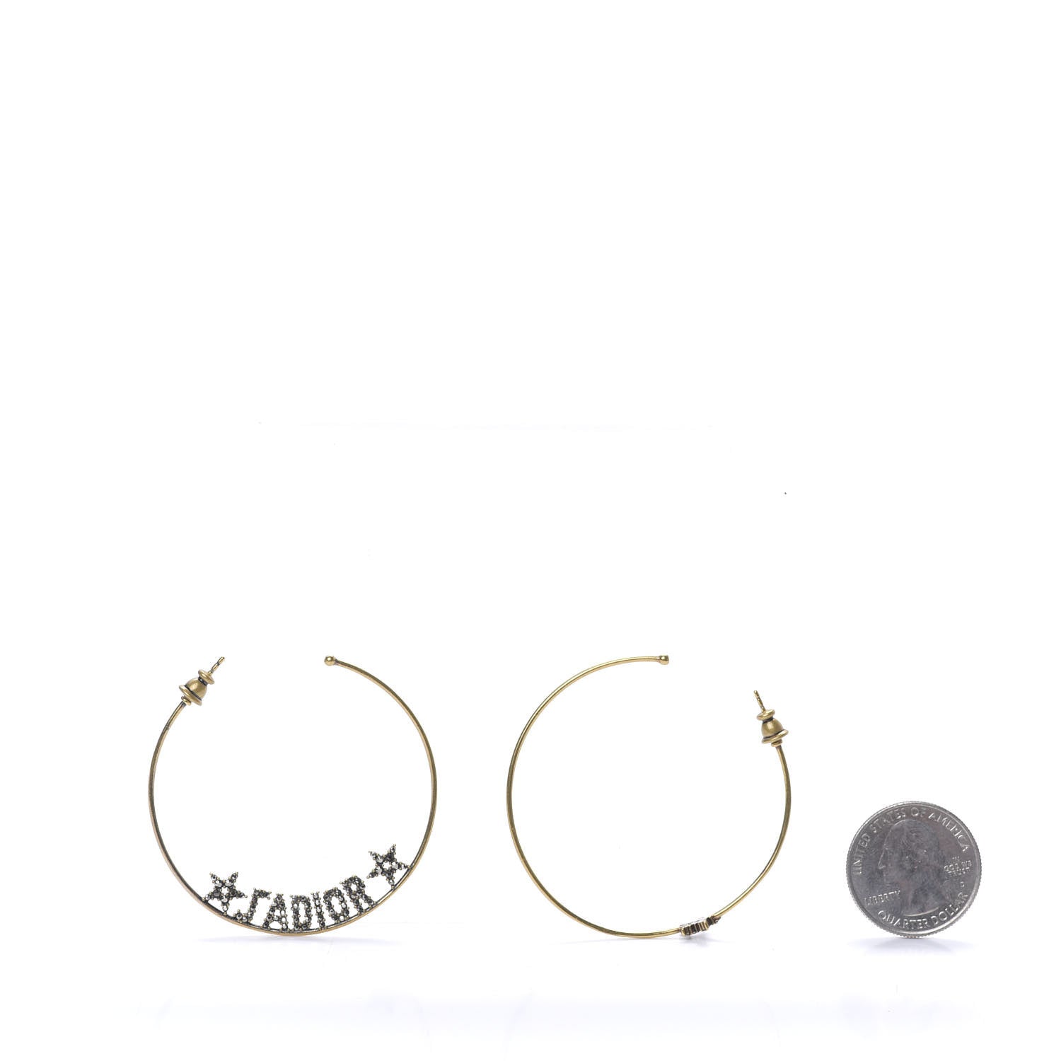 Christian Dior Metal Crystal J'Adior Hoop Earrings Aged Gold 2 of 5