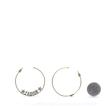Christian Dior Metal Crystal J'Adior Hoop Earrings Aged Gold 2 of 5
