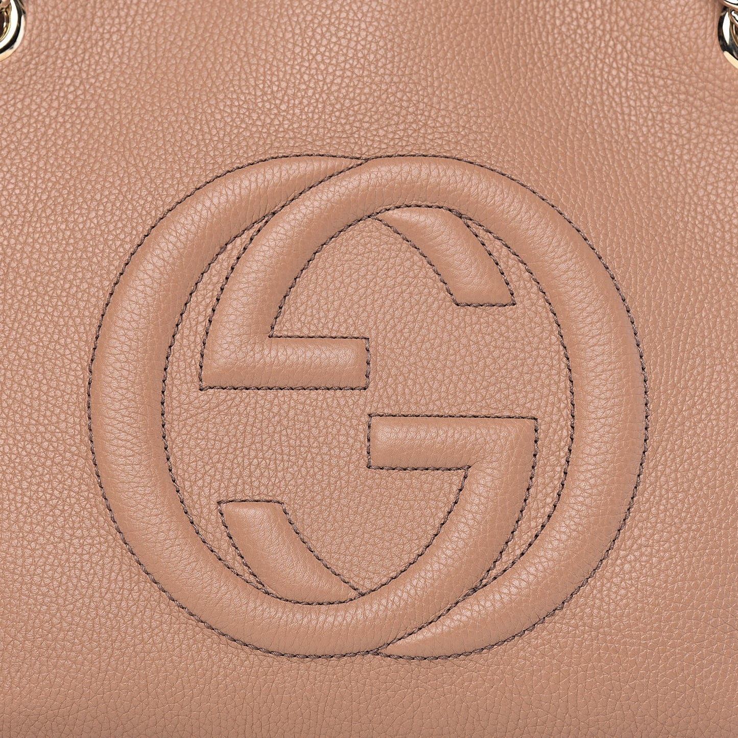 Pebbled Calfskin Medium Soho Chain Shoulder Bag Camelia