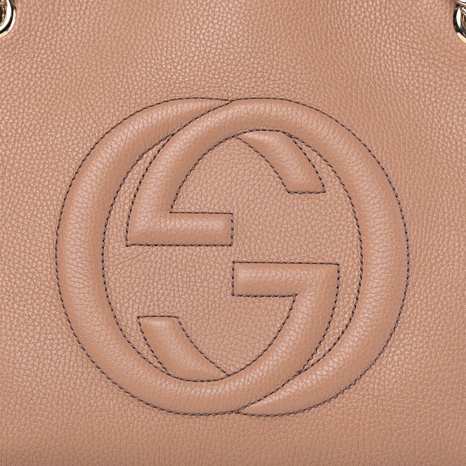 Gucci Pebbled Calfskin Medium Soho Chain Shoulder Bag Camelia 10 of 10