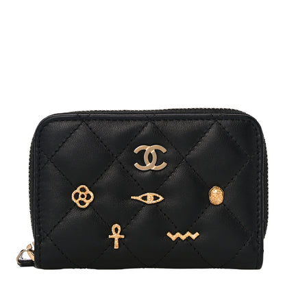 Chanel Lambskin Egyptian Amulet Zip Coin Purse Black 1 of 10