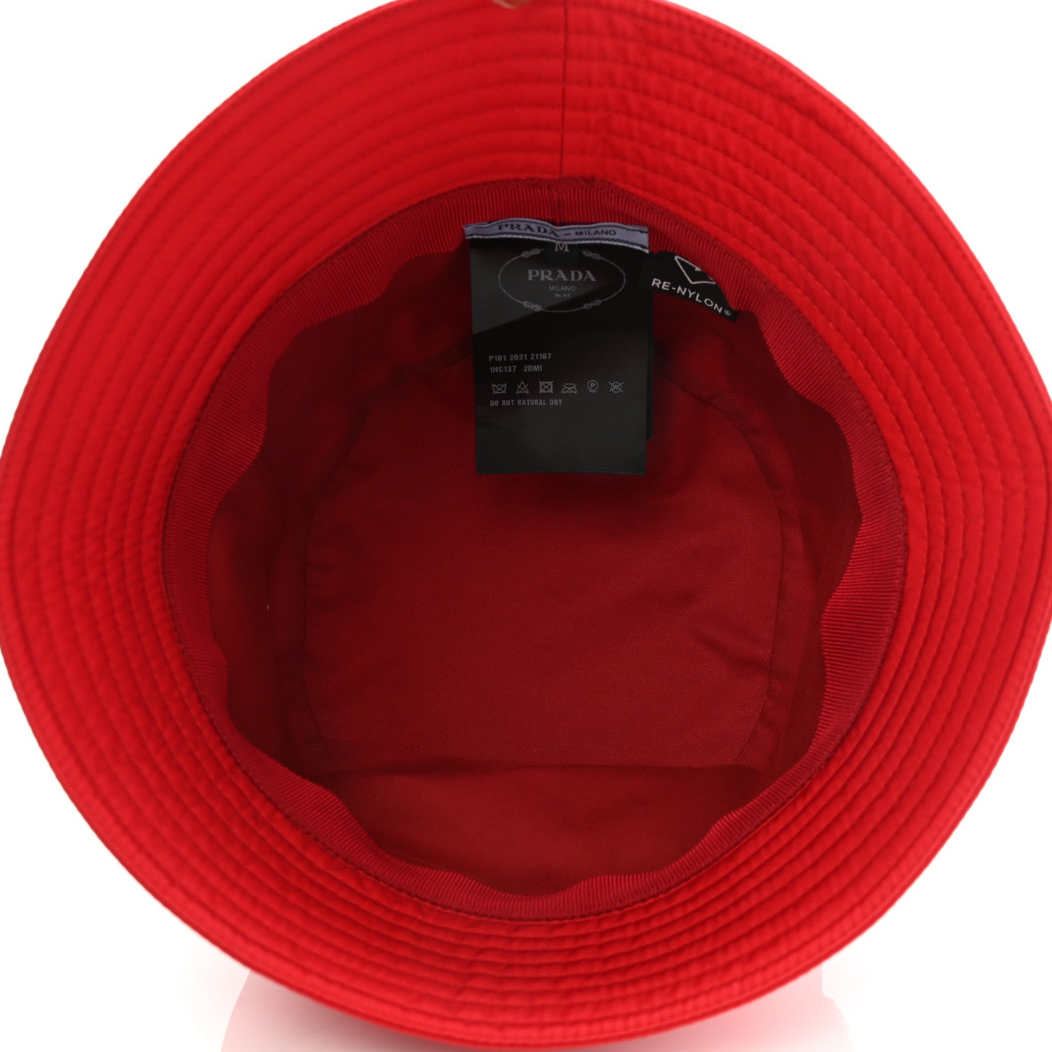 Prada Re-Nylon Metal Triangle Logo Womens Bucket Hat M Rosso 6 of 7