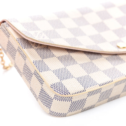 Louis Vuitton Damier Azur Pochette Felicie Chain Wallet Rose Ballerine 8 of 11