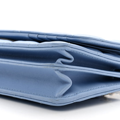 Chanel Lambskin Quilted Mini Wallet On Chain WOC Light Blue 9 of 11