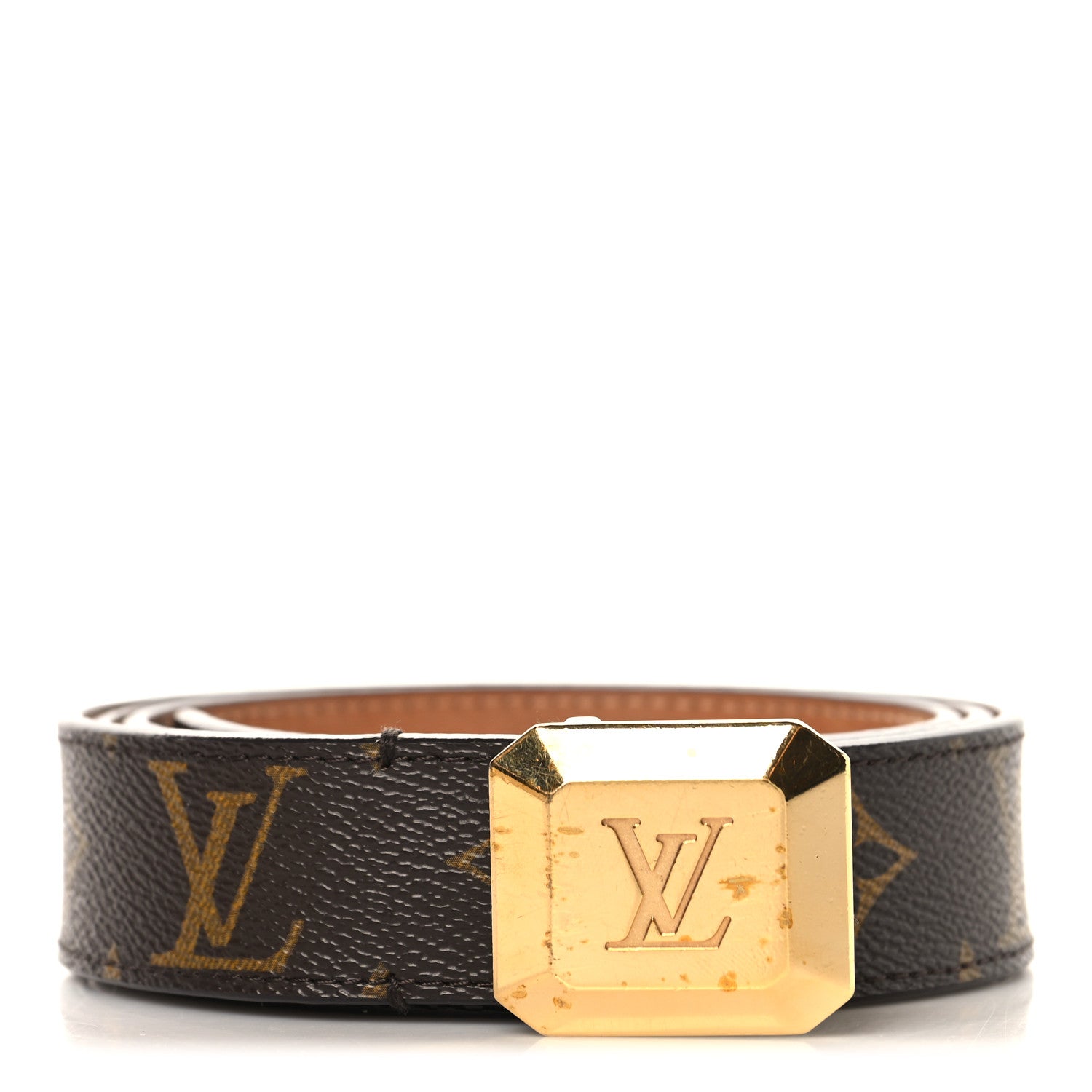 LOUIS VUITTON ベルト Louis Vuitton Monogram Ceinture Belt Gold Buckle 95 38 1836749
