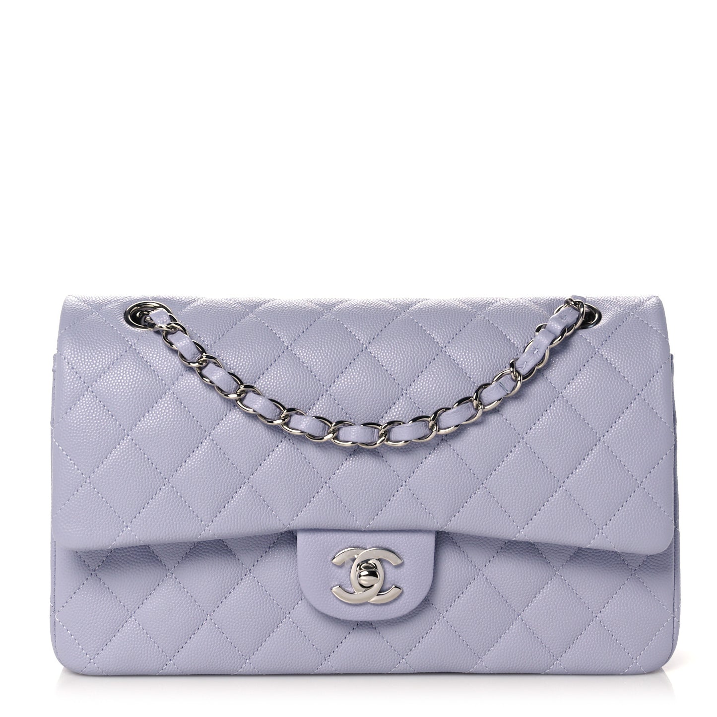 Caviar Quilted Medium Double Flap Light Purple