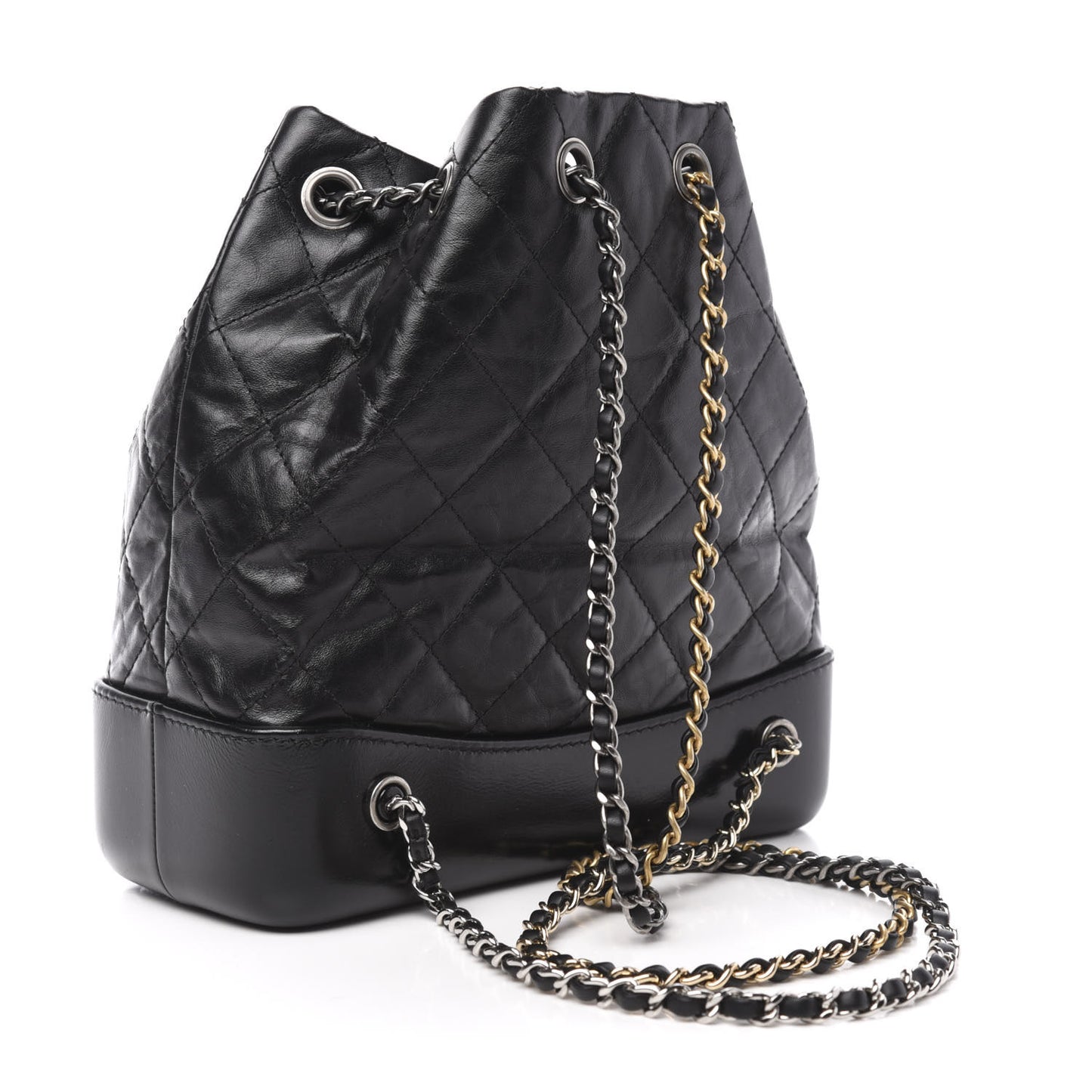 Aged Calfskin Quilted Small Gabrielle Backpack Black