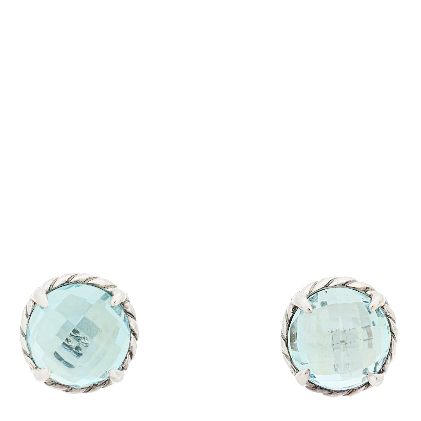 Sterling Silver Blue Topaz 8mm Chatelaine Earrings