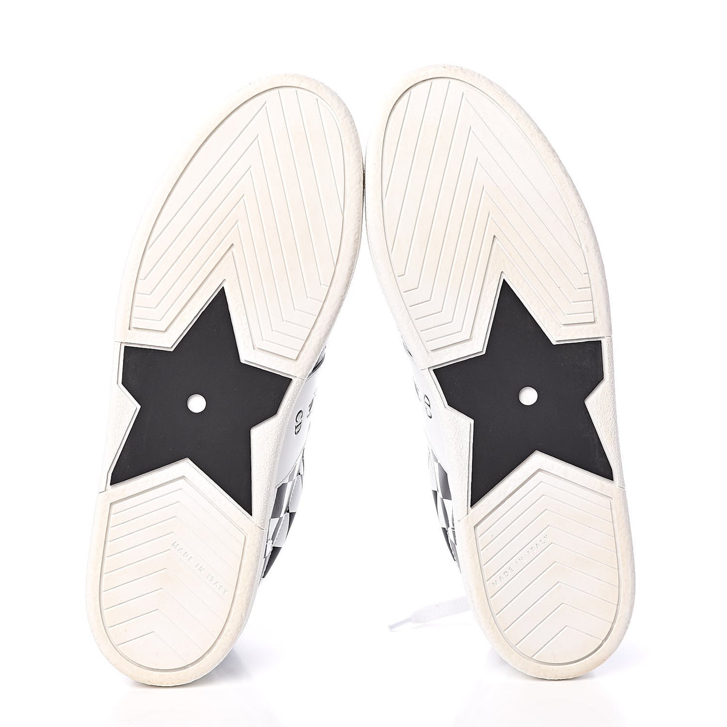 Calfskin Checkered Printed D-Bee Sneakers 40 Black White