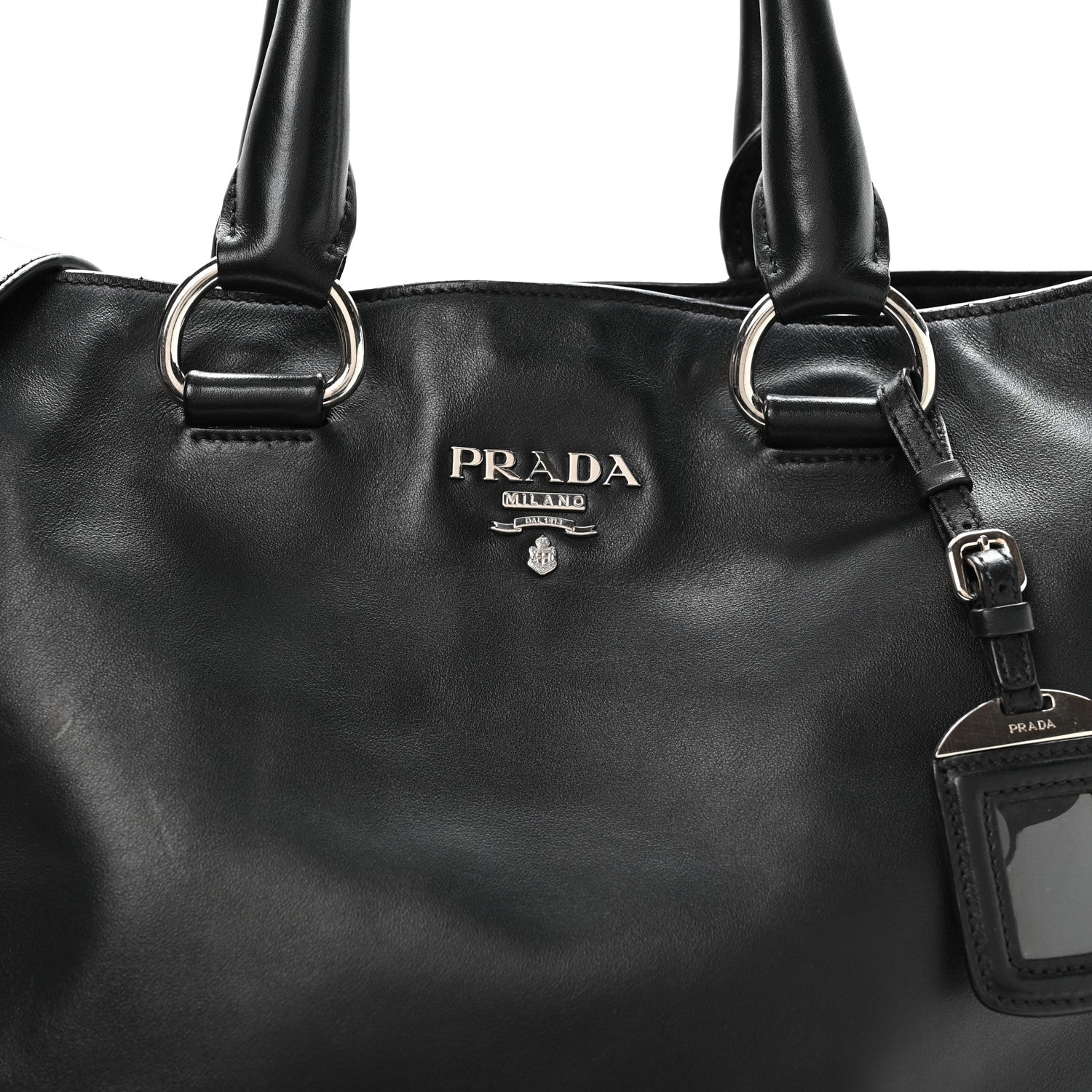 Prada Soft Calf Shopping Tote Black 9 of 11