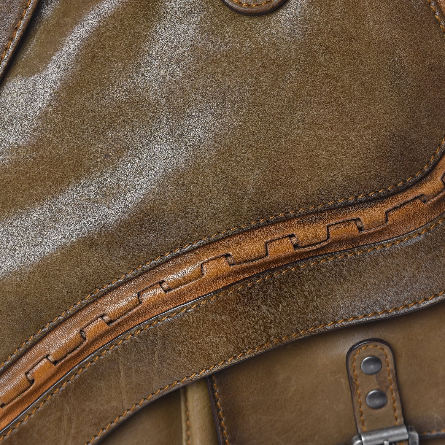 Christian Dior Calfskin Medium Gaucho Double Saddle Bag Brown 14 of 19