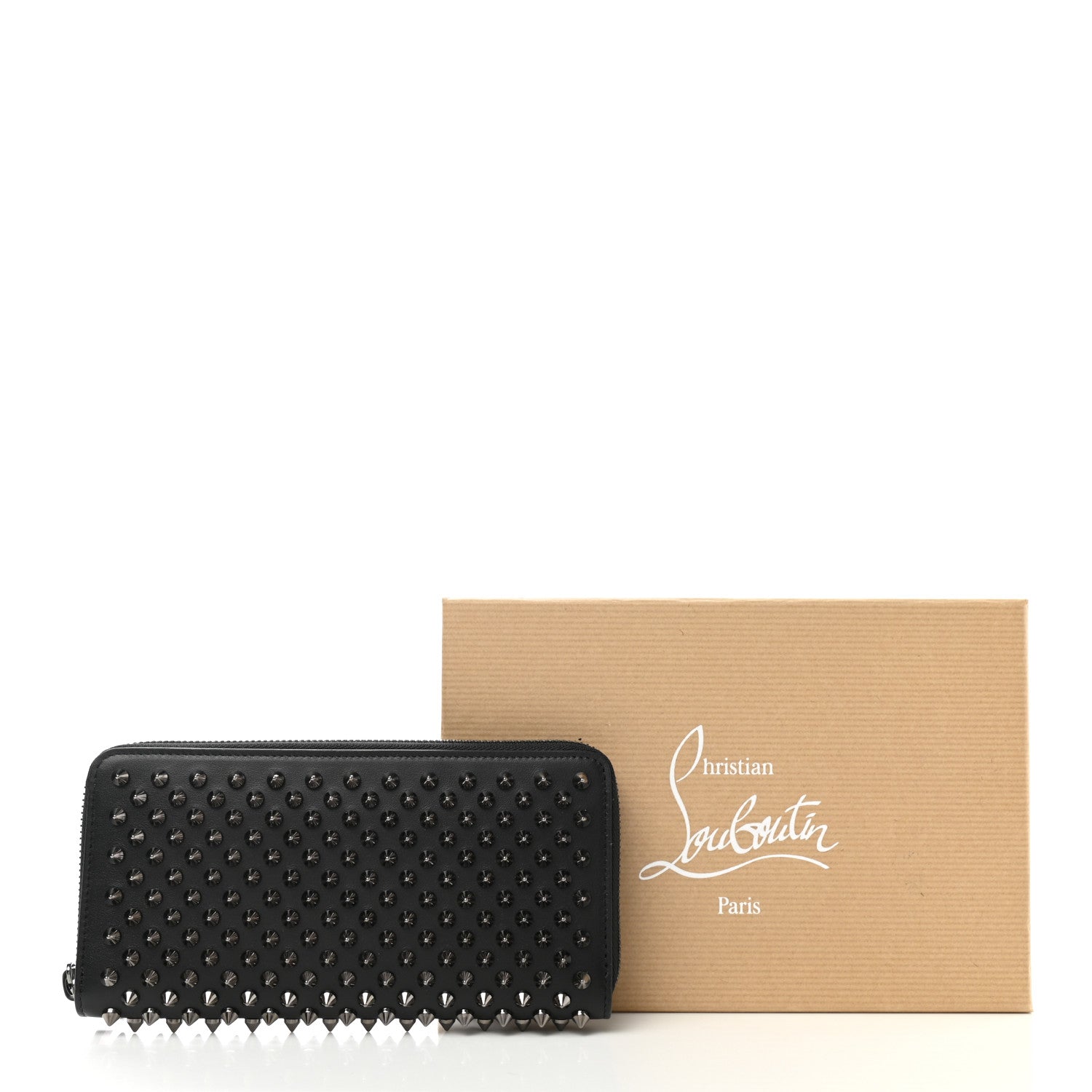 Christian Louboutin Calfskin Panettone Spiked Zip Around Wallet Black 7 of 7