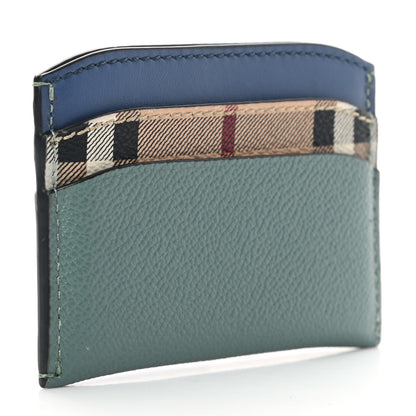 Burberry Soft Grain Calfskin Haymarket Check Izzy Card Case Eucalyptus Green Multicolor 3 of 8
