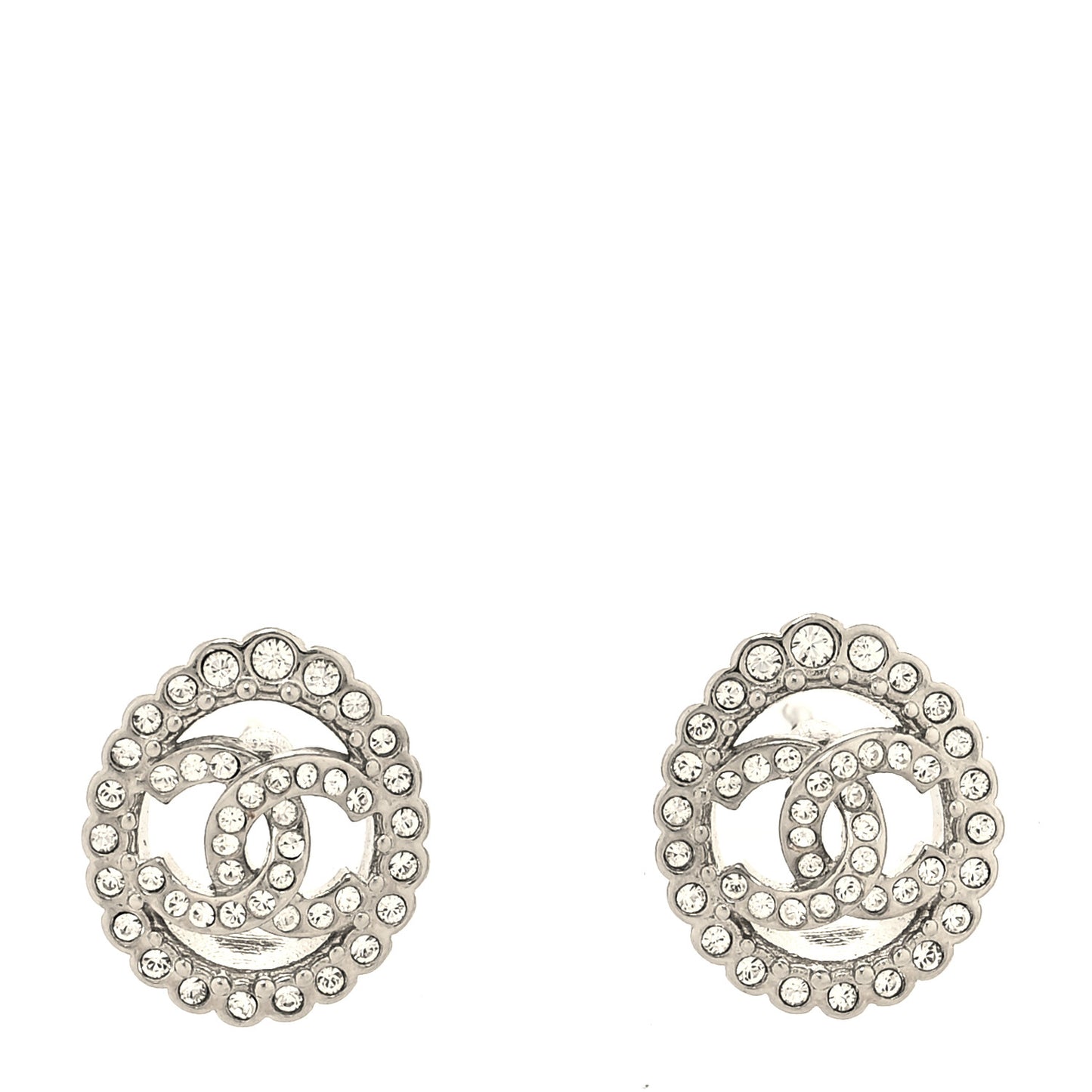 Crystal CC Oval Earrings Silver