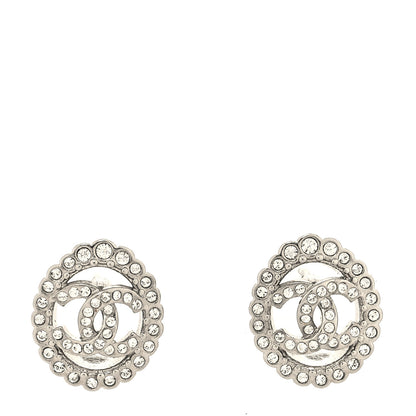Chanel Crystal CC Oval Earrings Silver 1 of 4