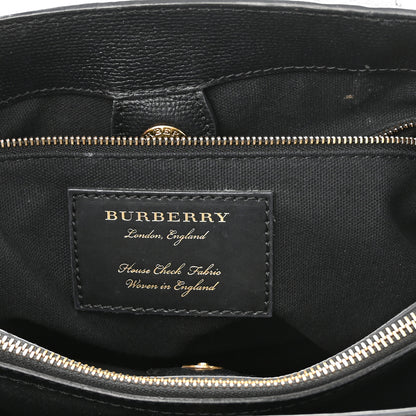 Burberry Grainy Calfskin House Check Medium Banner Tote Black 6 of 14