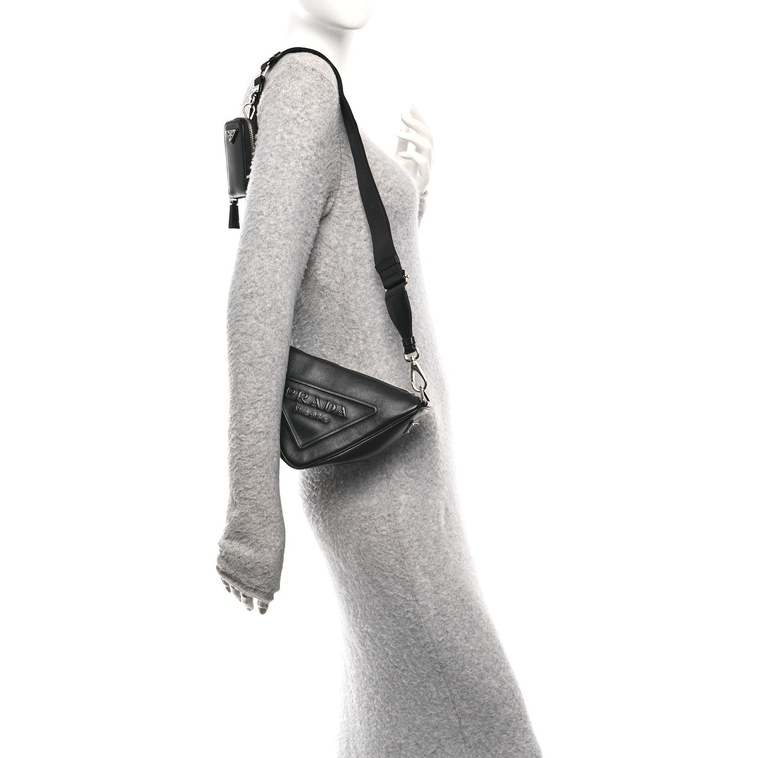 Prada Grace Lux Triangle Shoulder Bag Black 2 of 9