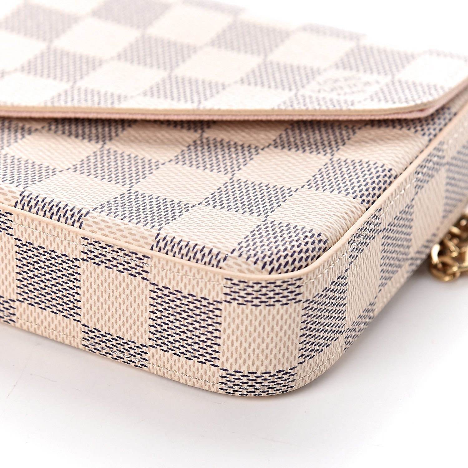 Louis Vuitton Damier Azur Pochette Felicie Chain Wallet Rose Ballerine 10 of 11