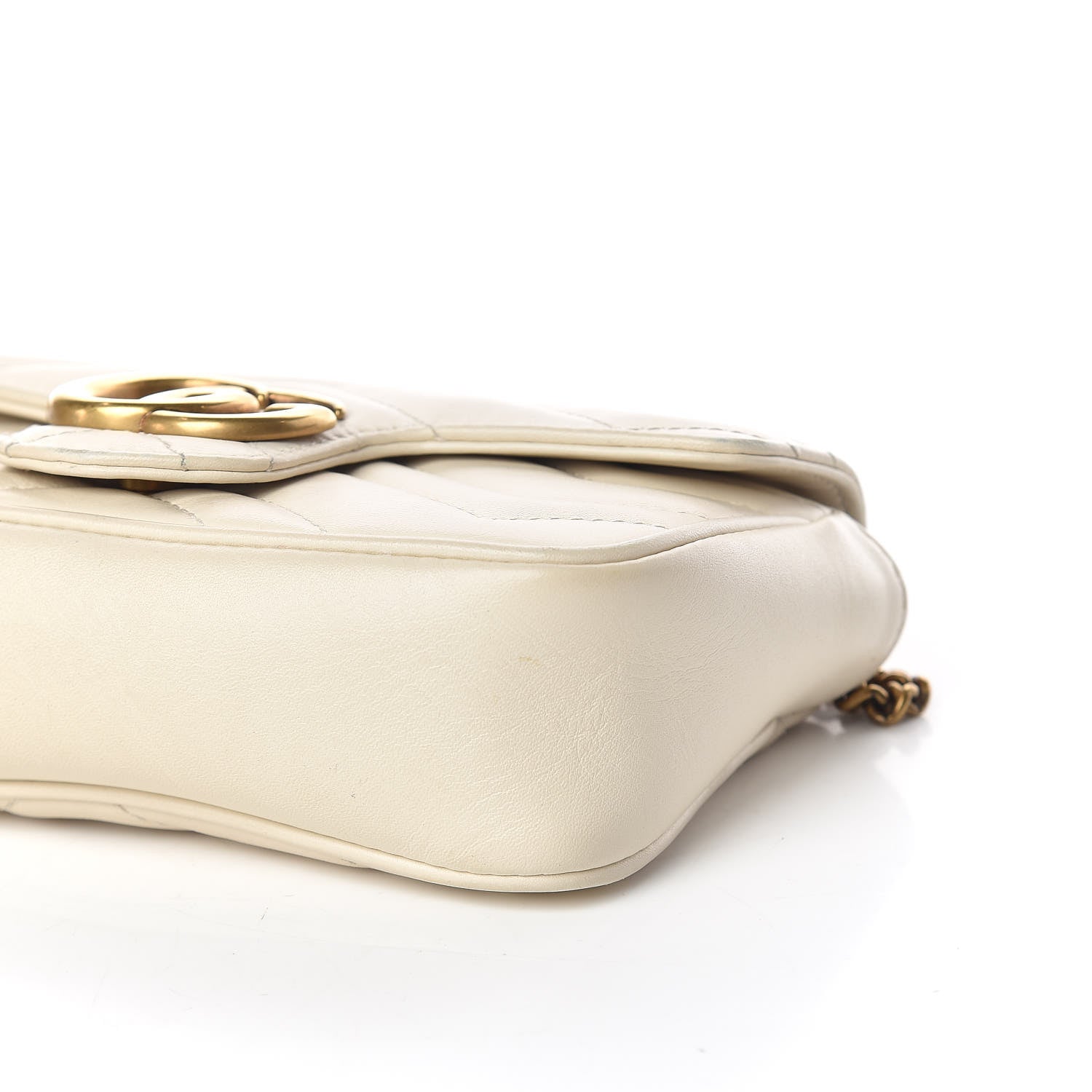 Gucci Calfskin Matelasse Super Mini GG Marmont Shoulder Bag White 6 of 15