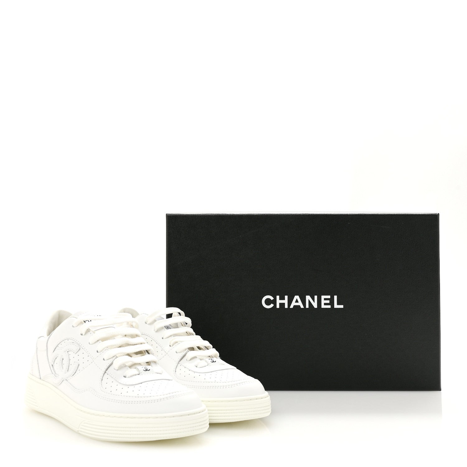Chanel Calfskin CC Womens Sneakers 38 White 10 of 10