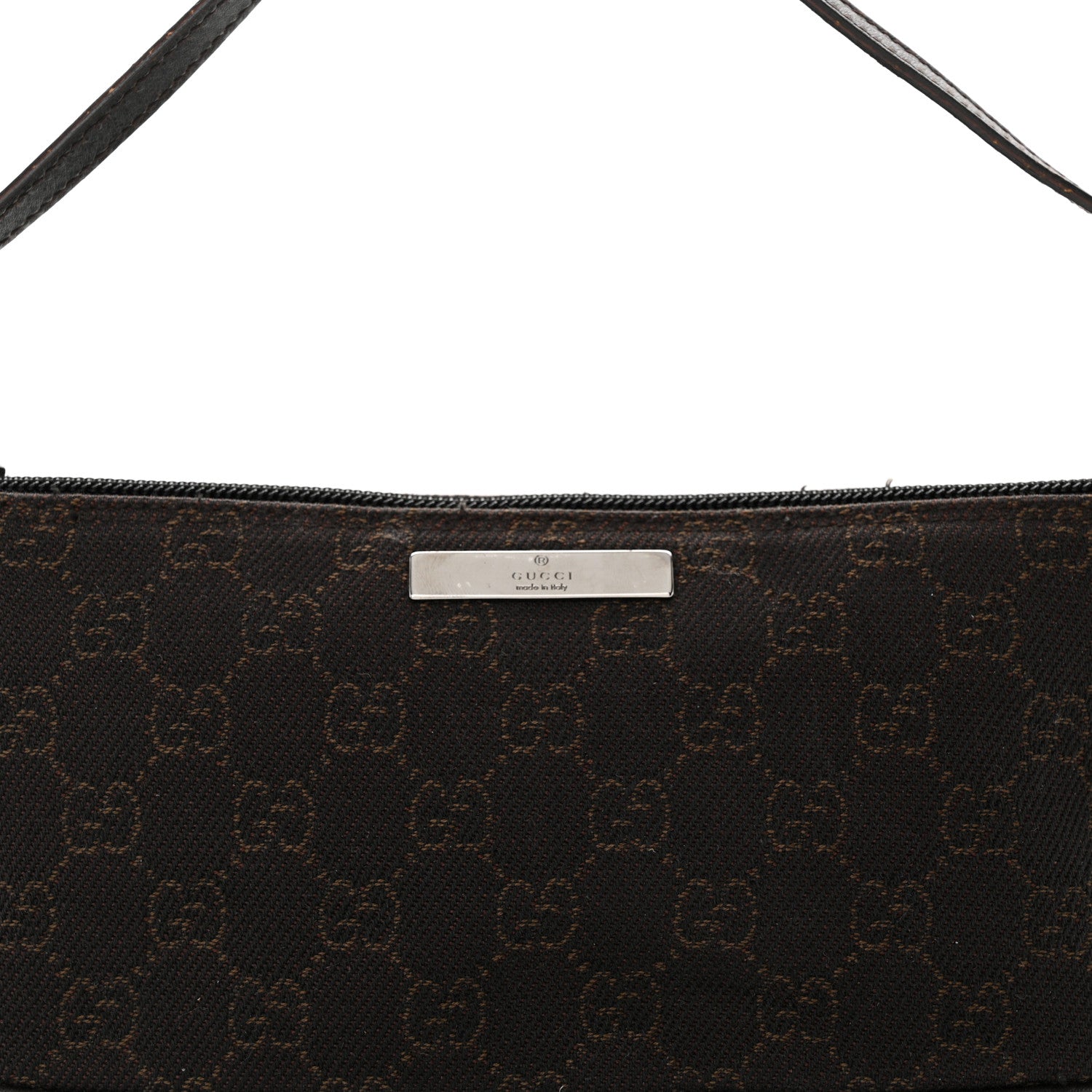 Gucci Denim Monogram Boat Pochette Dark Brown 8 of 15