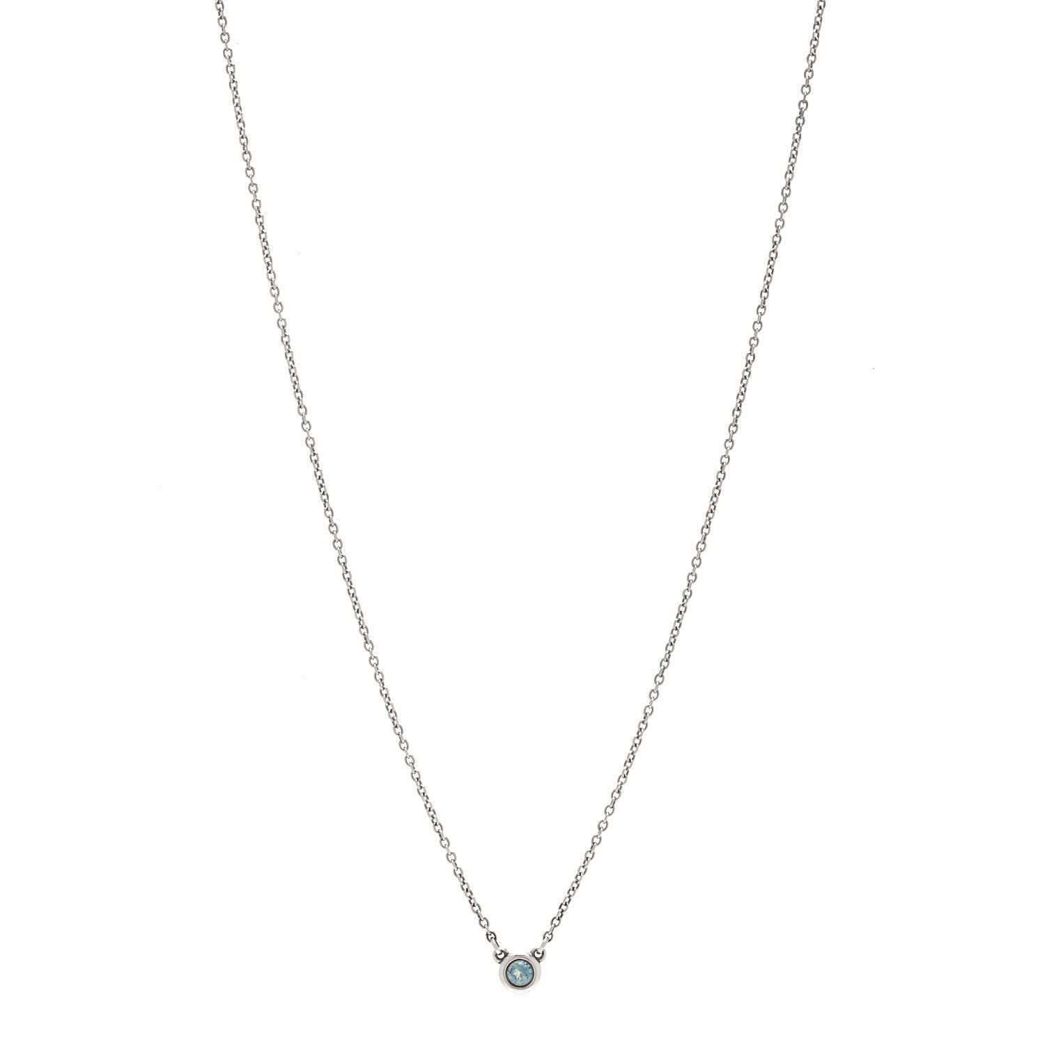 Tiffany Sterling Silver Aquamarine .06ct Elsa Peretti Color by the Yard Pendant Necklace 1 of 10
