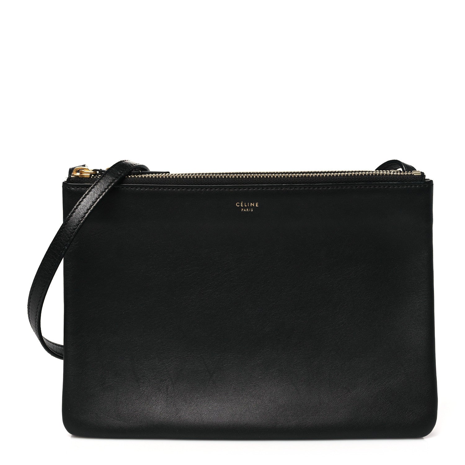 Celine Lambskin Large Trio Crossbody Bag Black 1 of 11
