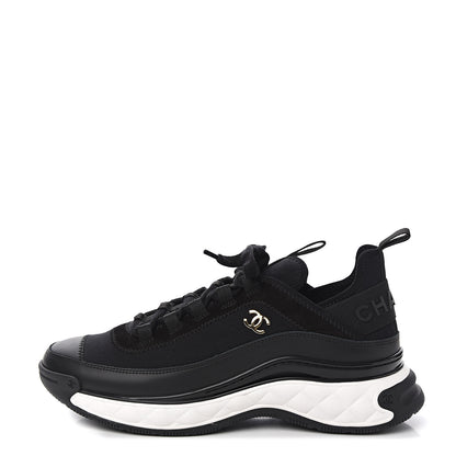 Chanel Velvet Calfskin Mixed Fibers CC Sneakers 39 Black 1 of 9