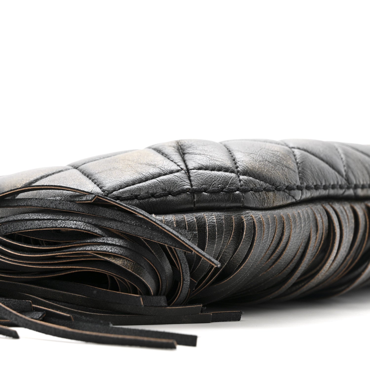 Chanel Calfskin Quilted Into The Fringe Hobo Black Gold 9 of 15
