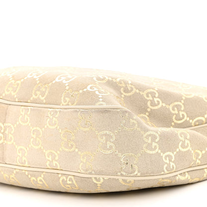 Gucci Suede GG Monogram Small Charmy Hobo Off White Gold 9 of 12