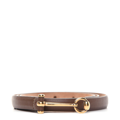 Gucci Calfskin Horsebit Skinny Belt 100 40 Brown 1 of 10