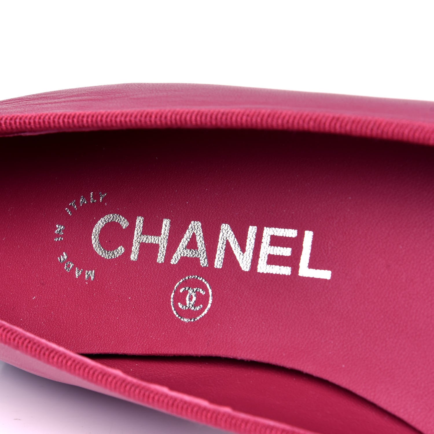 Chanel Goatskin Cap Toe CC Ballerina Flats 35.5 Bright Pink 6 of 6