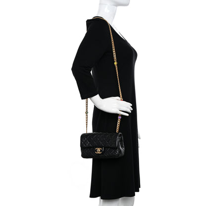 Chanel Lambskin Resin Quilted Mini Rectangular Pearl Samba Flap Black 2 of 11