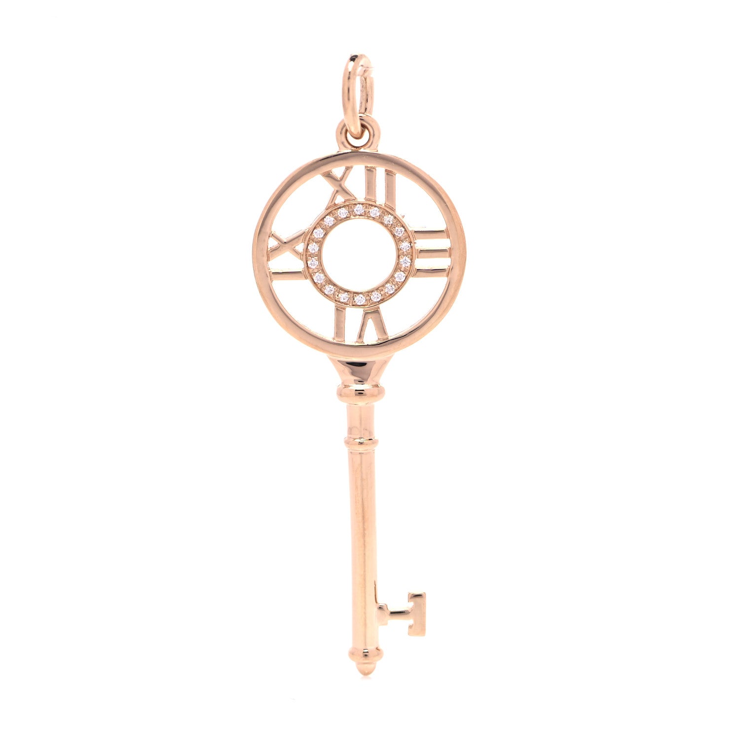 Tiffany 18K Rose Gold Diamond Atlas Key Pendant 1 of 3