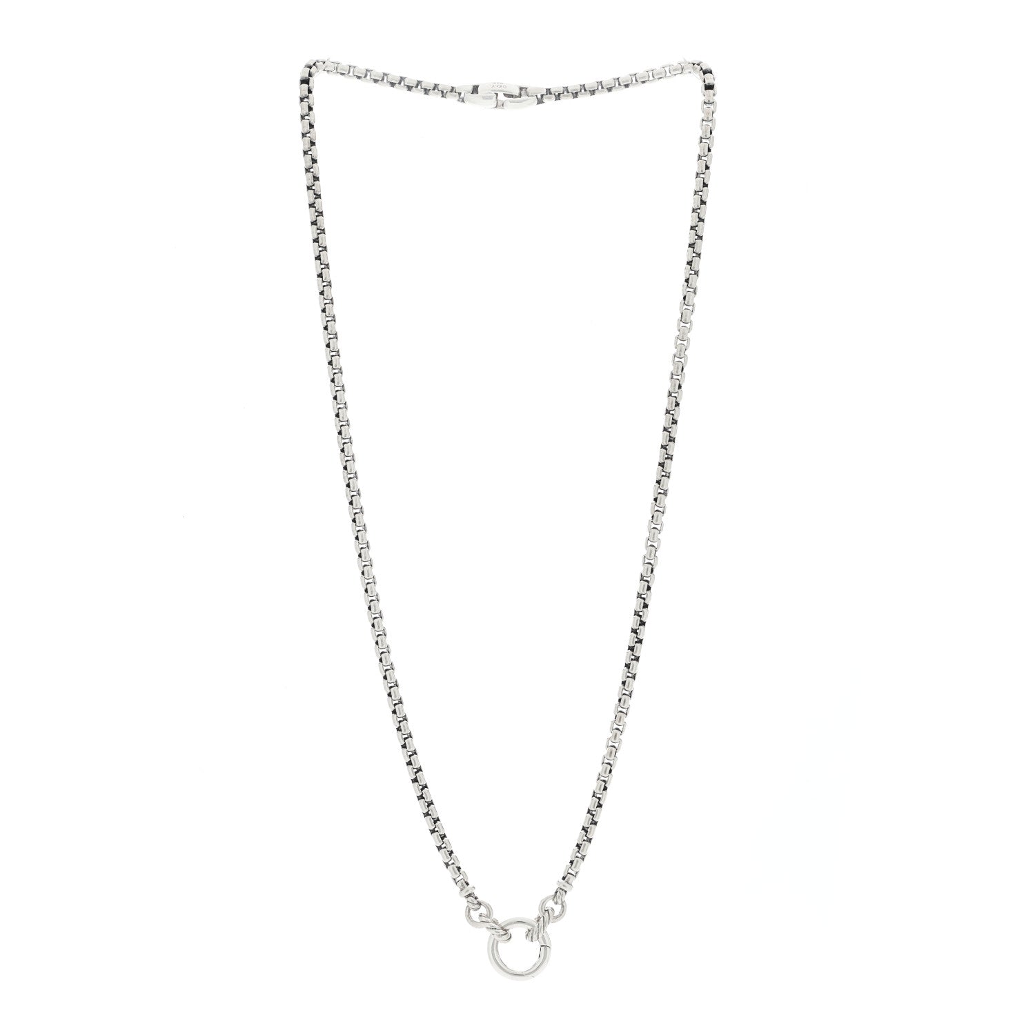 David Yurman Sterling Silver 3.6mm Smooth Amulet Vehicle Box Chain Necklace 2 of 4