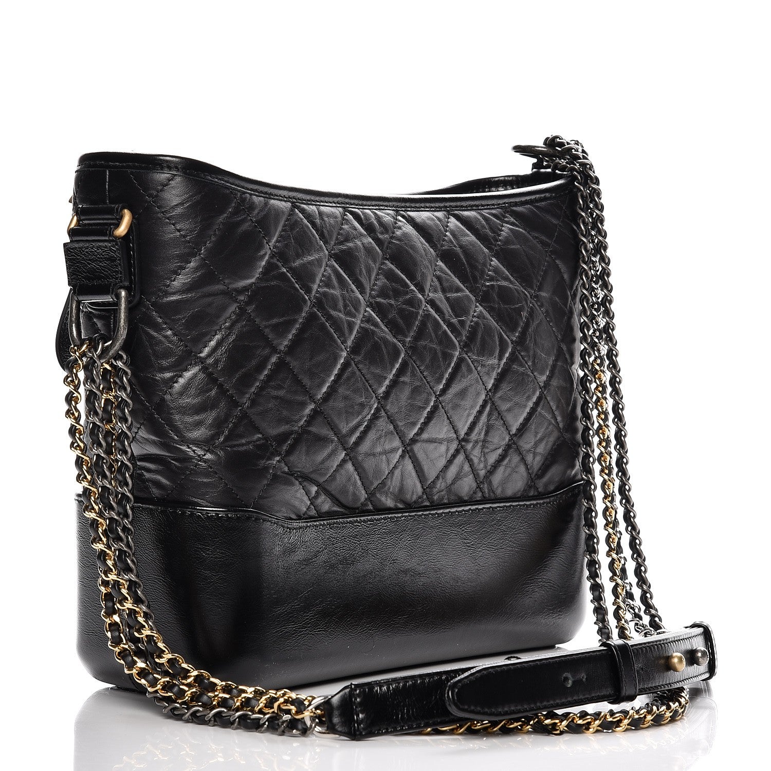 Chanel Aged Calfskin Quilted Medium Gabrielle Hobo Black 3 of 9