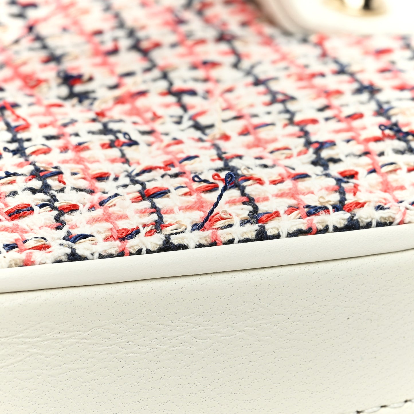 Tweed Lambskin Timeless Vanity Cosmetic Case White