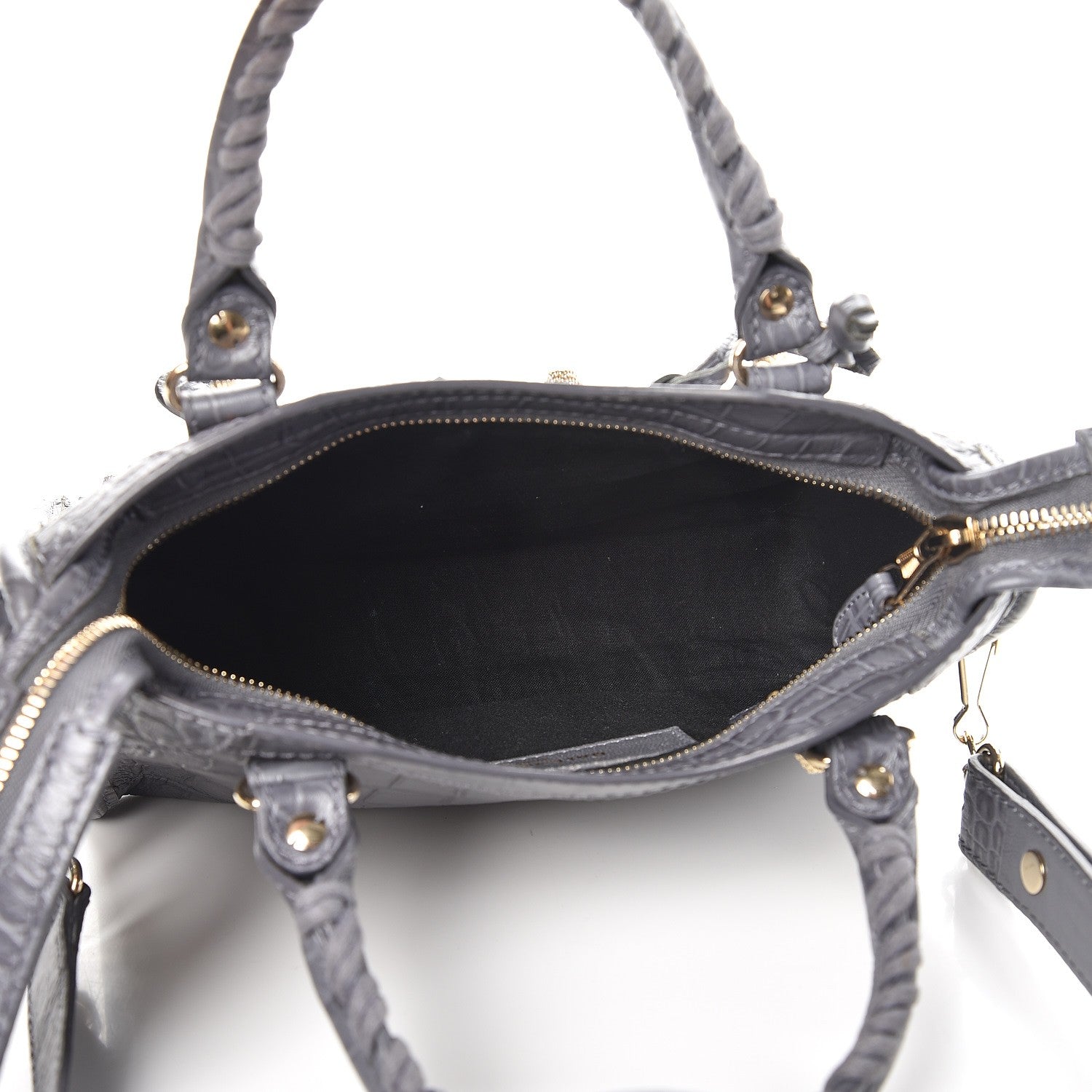 Balenciaga Calfskin Crocodile Embossed Giant 12 Gold Hardware Mini City Gris Beton 6 of 9