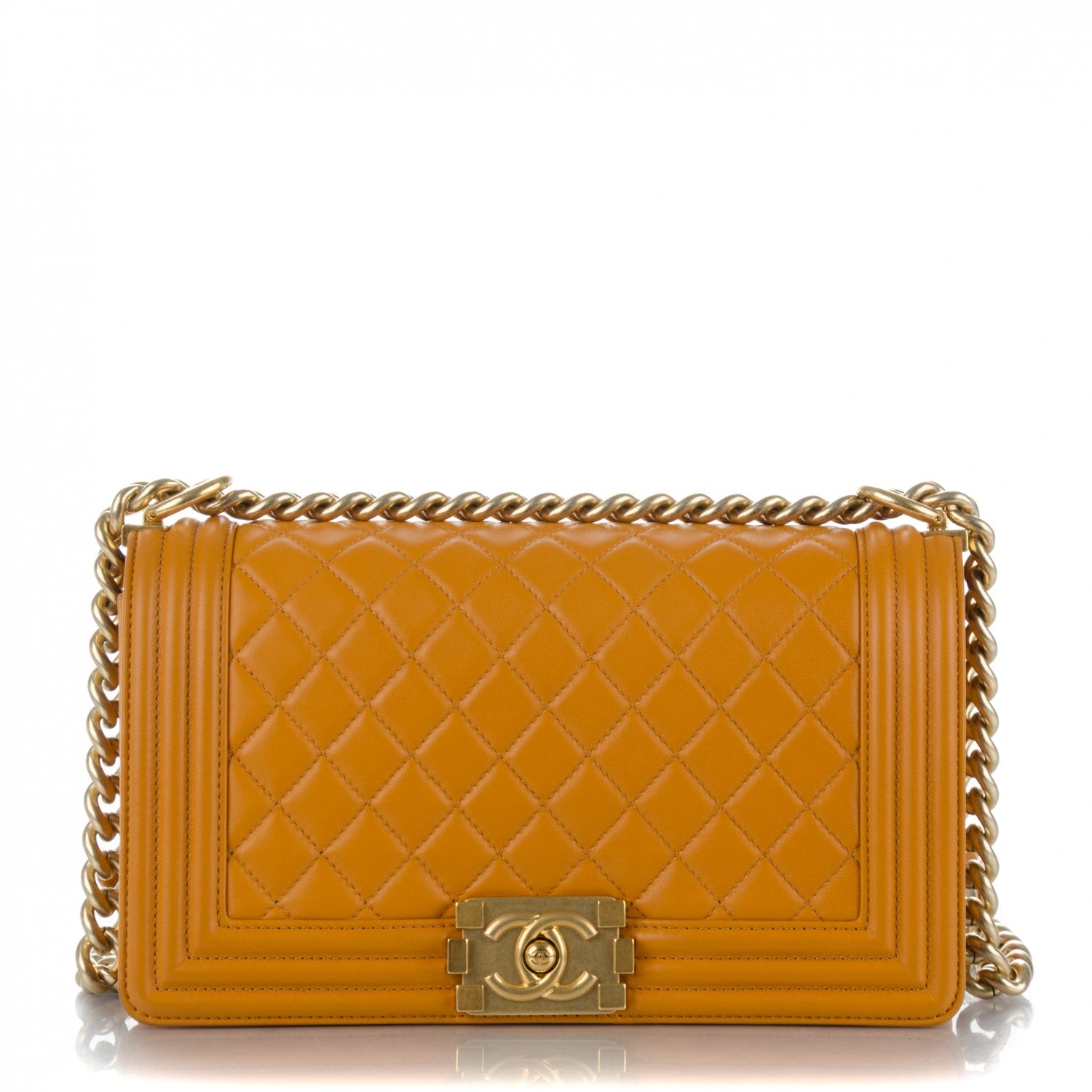 Chanel Lambskin Quilted Medium Boy Flap Yellow 1 of 12