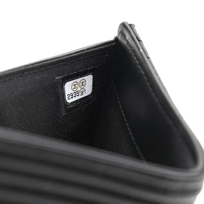 Chanel Caviar Chevron Quilted Medium Boy Flap Wallet Black 7 of 8