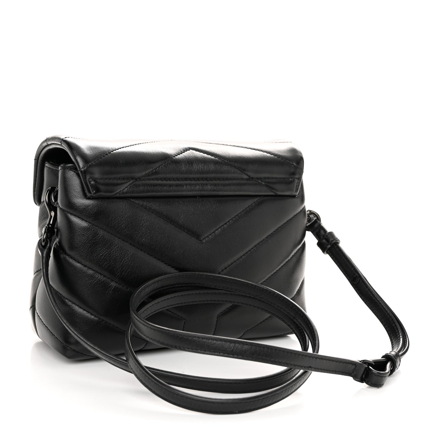 Saint Laurent Calfskin Y Quilted Monogram Monochrome Toy Loulou Crossbody Bag Black 3 of 11
